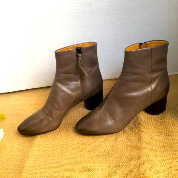 Isabel Marant sz 38 Gray Leather Booties Round Heel Made in Italy 🇮🇹 like NEW - Picture 3 of 9